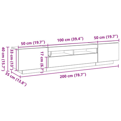 vidaXL TV Cabinet Set 2 pcs Black 200 x 35 x 40 cm Engineered Wood