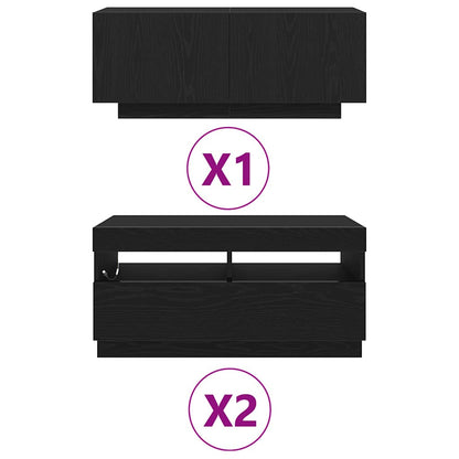 vidaXL TV Cabinet Set 3 pcs Black 260 x 35 x 40 cm Engineered Wood