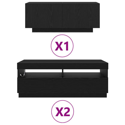 vidaXL TV Cabinet Set 3 pcs Black 300 x 35 x 40 cm Engineered Wood