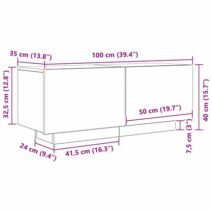 vidaXL TV Cabinet 100 x 35 x 40 cm Black Oak Engineered Wood