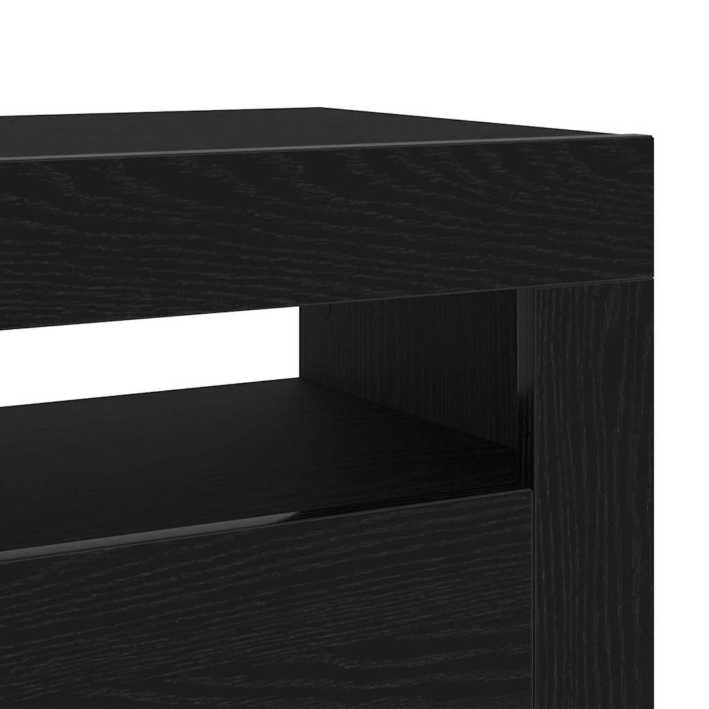 vidaXL Bedside Cabinet Black Oak 60 x 35 x 40 cm Engineered Wood
