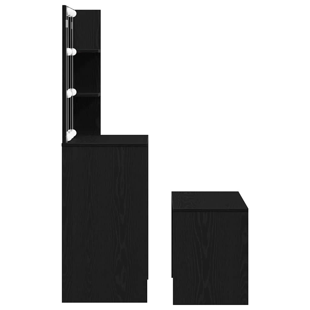 vidaXL LED Dressing Table Set 2 pcs Black Oak Engineered Wood
