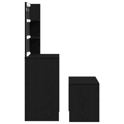 vidaXL LED Dressing Table Set 2 pcs Black Oak Engineered Wood