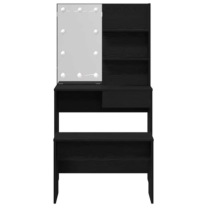 vidaXL LED Dressing Table Set 2 pcs Black Oak Engineered Wood