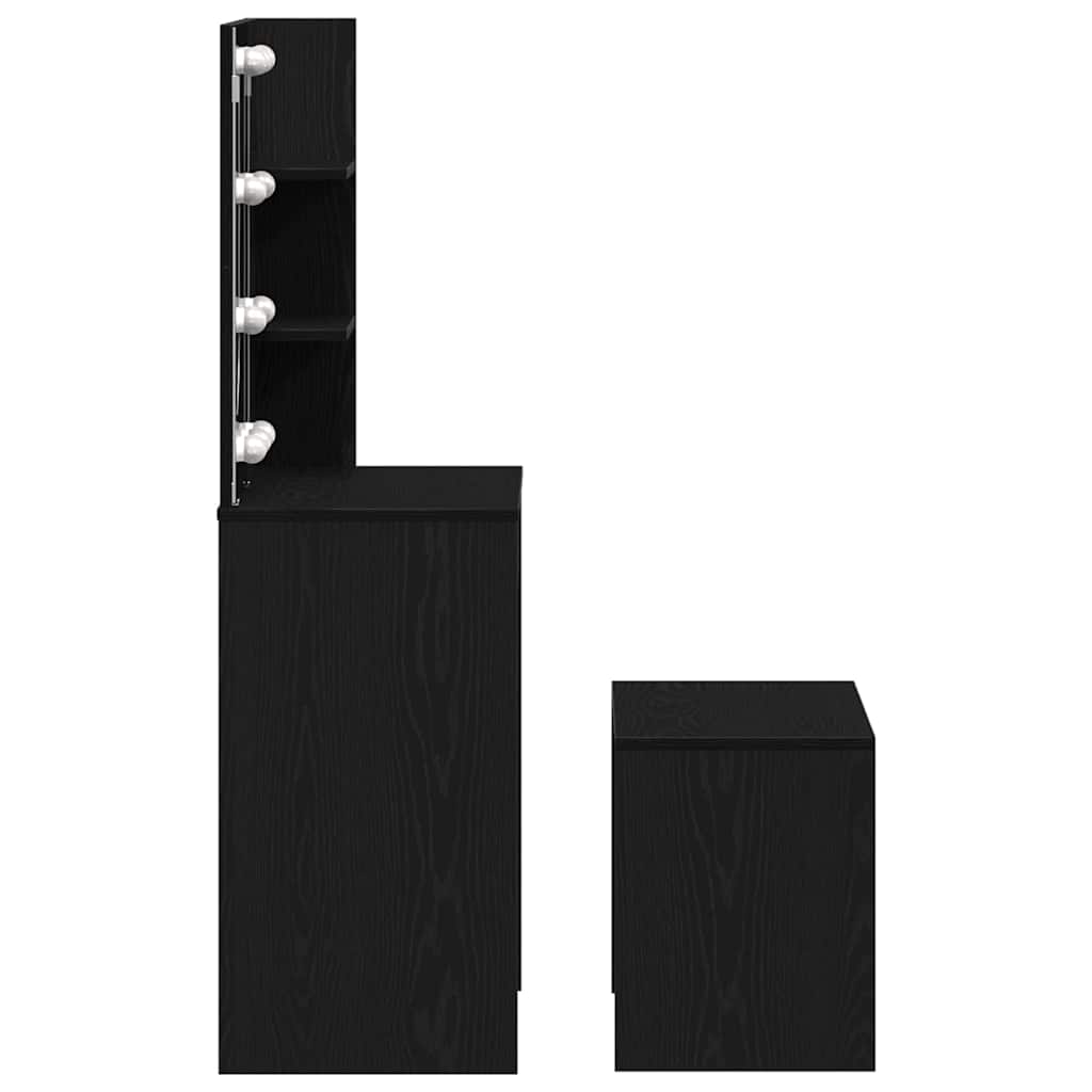 vidaXL LED Dressing Table Set 2 pcs Black Oak Engineered Wood