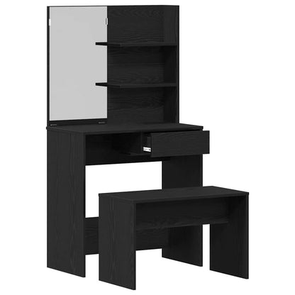 vidaXL Dressing Table Set with Drawer 2 pcs Black Oak Engineered Wood