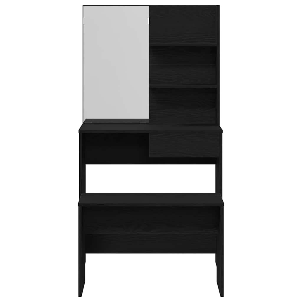 vidaXL Dressing Table Set with Drawer 2 pcs Black Oak Engineered Wood