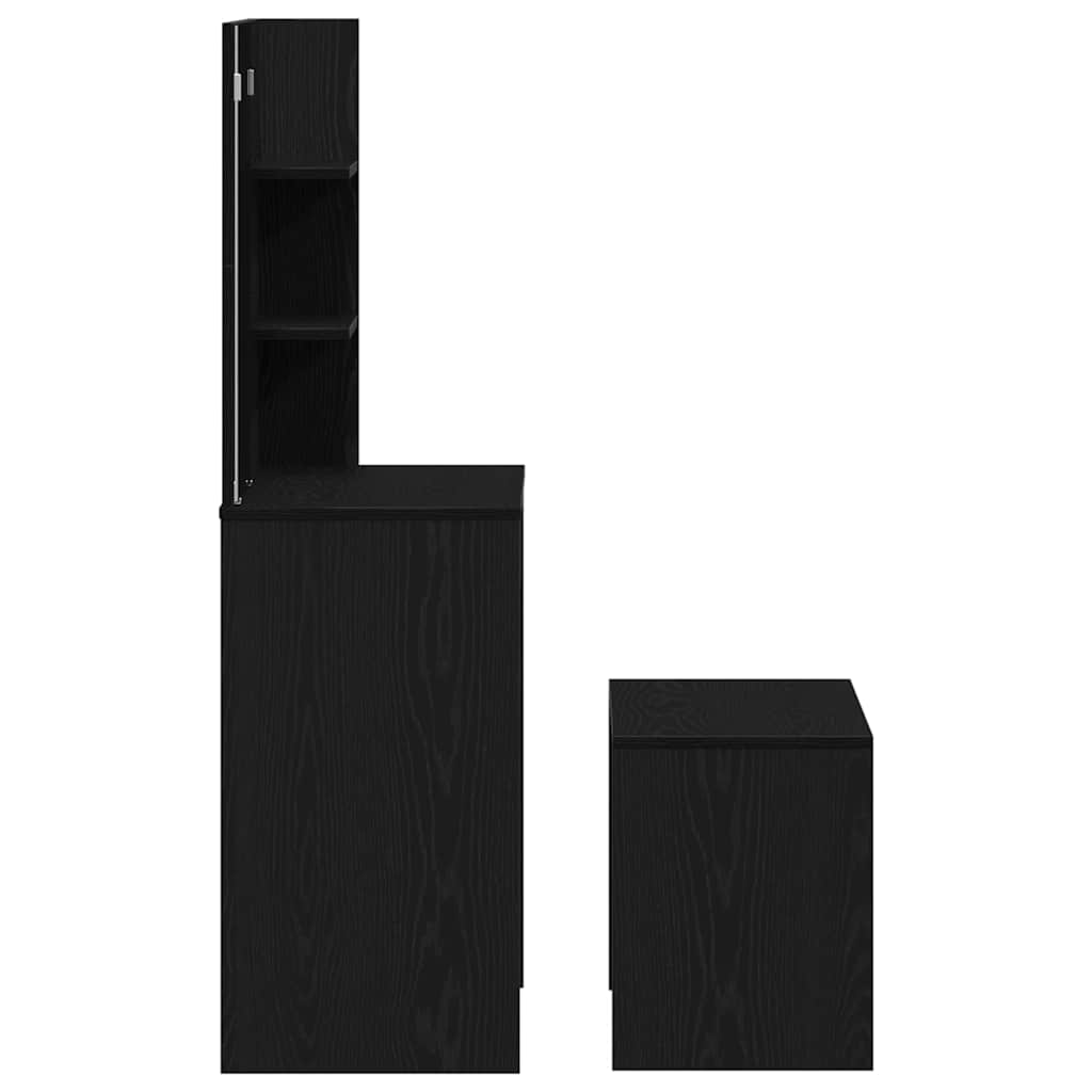 vidaXL Dressing Table Set with Drawer 2 pcs Black Oak Engineered Wood