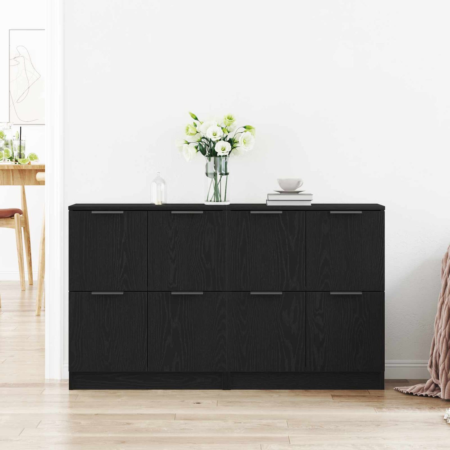 vidaXL Sideboard 2 pcs Black Oak 60 x 30 x 70 cm Engineered Wood