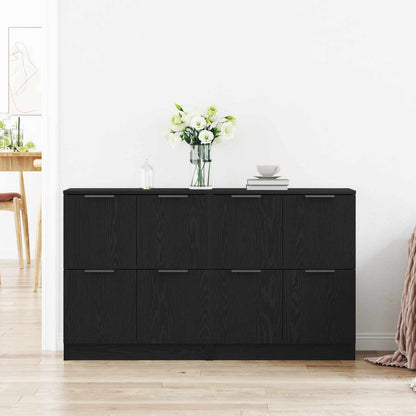 vidaXL Sideboard 2 pcs Black Oak 60 x 30 x 70 cm Engineered Wood
