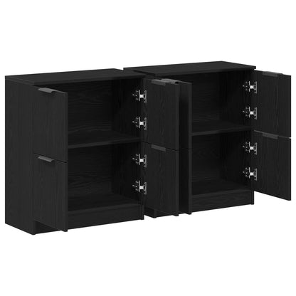 vidaXL Sideboard 2 pcs Black Oak 60 x 30 x 70 cm Engineered Wood