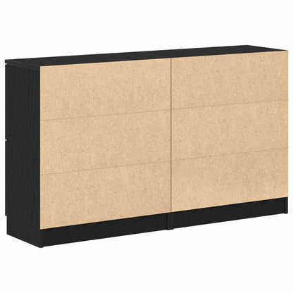 vidaXL Sideboard 2 pcs Black Oak 60 x 30 x 70 cm Engineered Wood