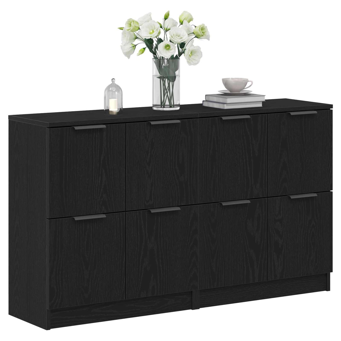 vidaXL Sideboard 2 pcs Black Oak 60 x 30 x 70 cm Engineered Wood