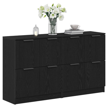 vidaXL Sideboard 2 pcs Black Oak 60 x 30 x 70 cm Engineered Wood
