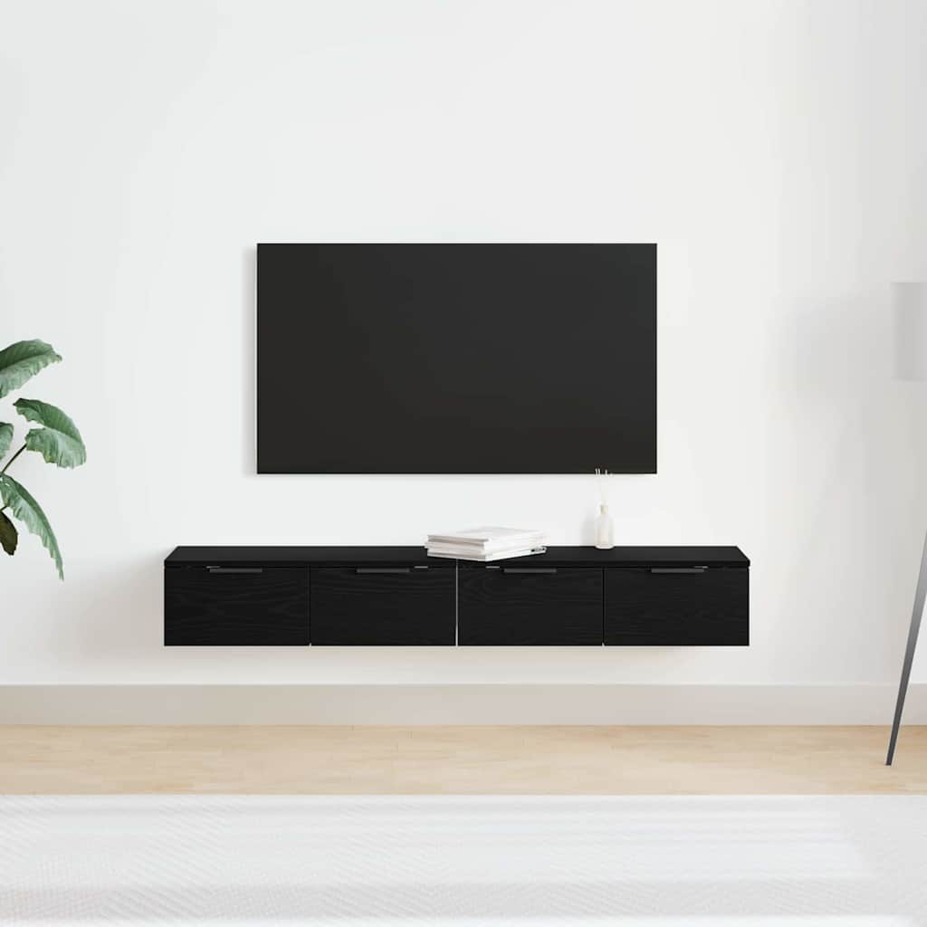 vidaXL Wall-mounted Cabinet 2 pcs Black Oak 68 x 30 x 20 cm