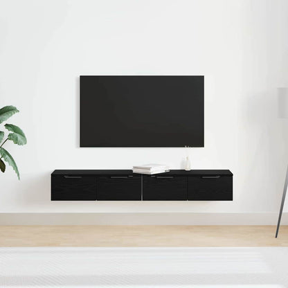 vidaXL Wall-mounted Cabinet 2 pcs Black Oak 68 x 30 x 20 cm