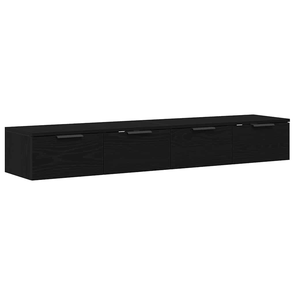 vidaXL Wall-mounted Cabinet 2 pcs Black Oak 68 x 30 x 20 cm