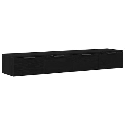 vidaXL Wall-mounted Cabinet 2 pcs Black Oak 68 x 30 x 20 cm