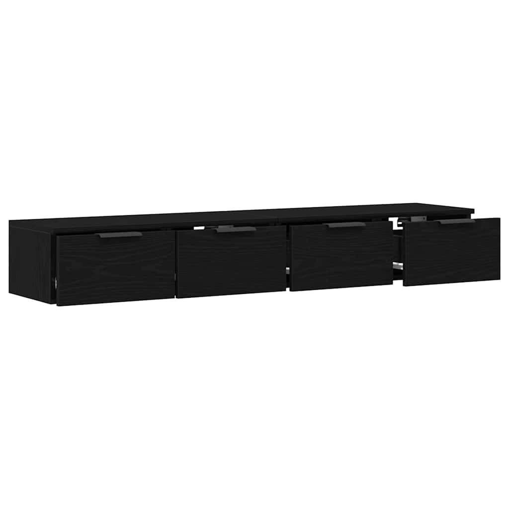 vidaXL Wall-mounted Cabinet 2 pcs Black Oak 68 x 30 x 20 cm