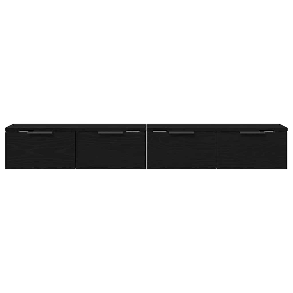 vidaXL Wall-mounted Cabinet 2 pcs Black Oak 68 x 30 x 20 cm
