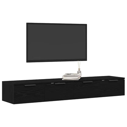 vidaXL Wall-mounted Cabinet 2 pcs Black Oak 68 x 30 x 20 cm