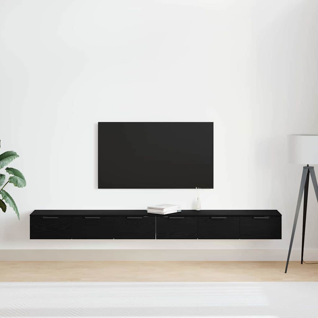 vidaXL Wall-mounted Cabinet 2 pcs Black Oak 102 x 30 x 20 cm