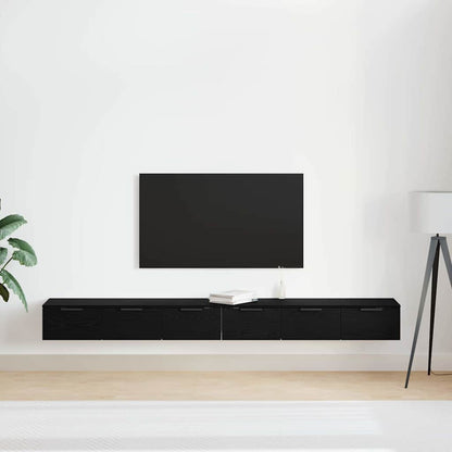 vidaXL Wall-mounted Cabinet 2 pcs Black Oak 102 x 30 x 20 cm