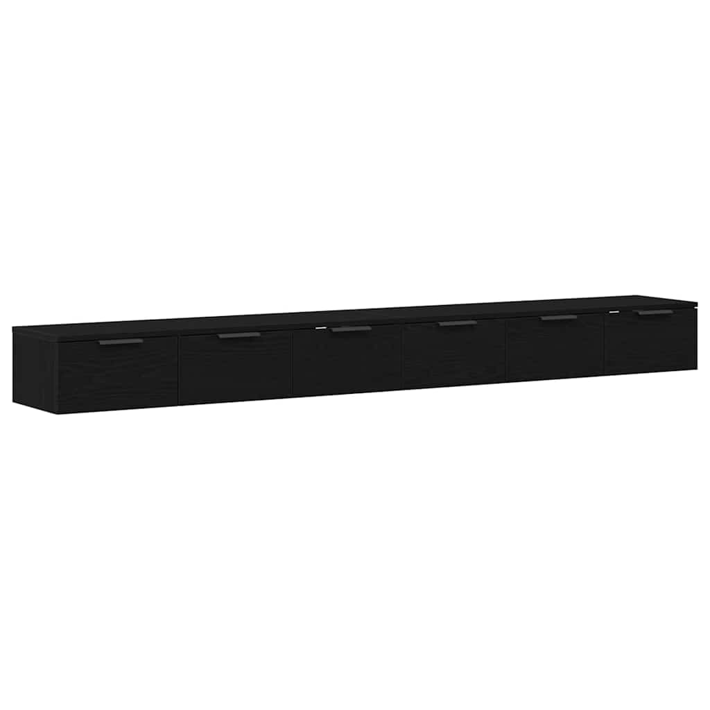 vidaXL Wall-mounted Cabinet 2 pcs Black Oak 102 x 30 x 20 cm