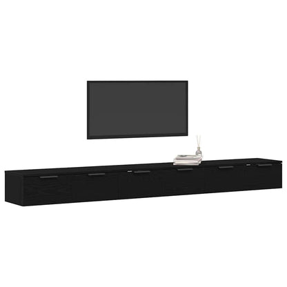 vidaXL Wall-mounted Cabinet 2 pcs Black Oak 102 x 30 x 20 cm