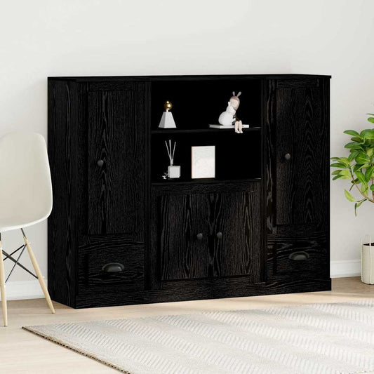vidaXL Highboard Black Oak 132 x 35.5 x 103.5 cm Engineered wood