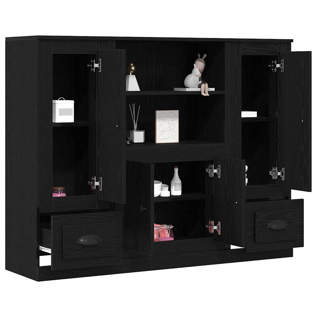 vidaXL Highboard Black Oak 132 x 35.5 x 103.5 cm Engineered wood