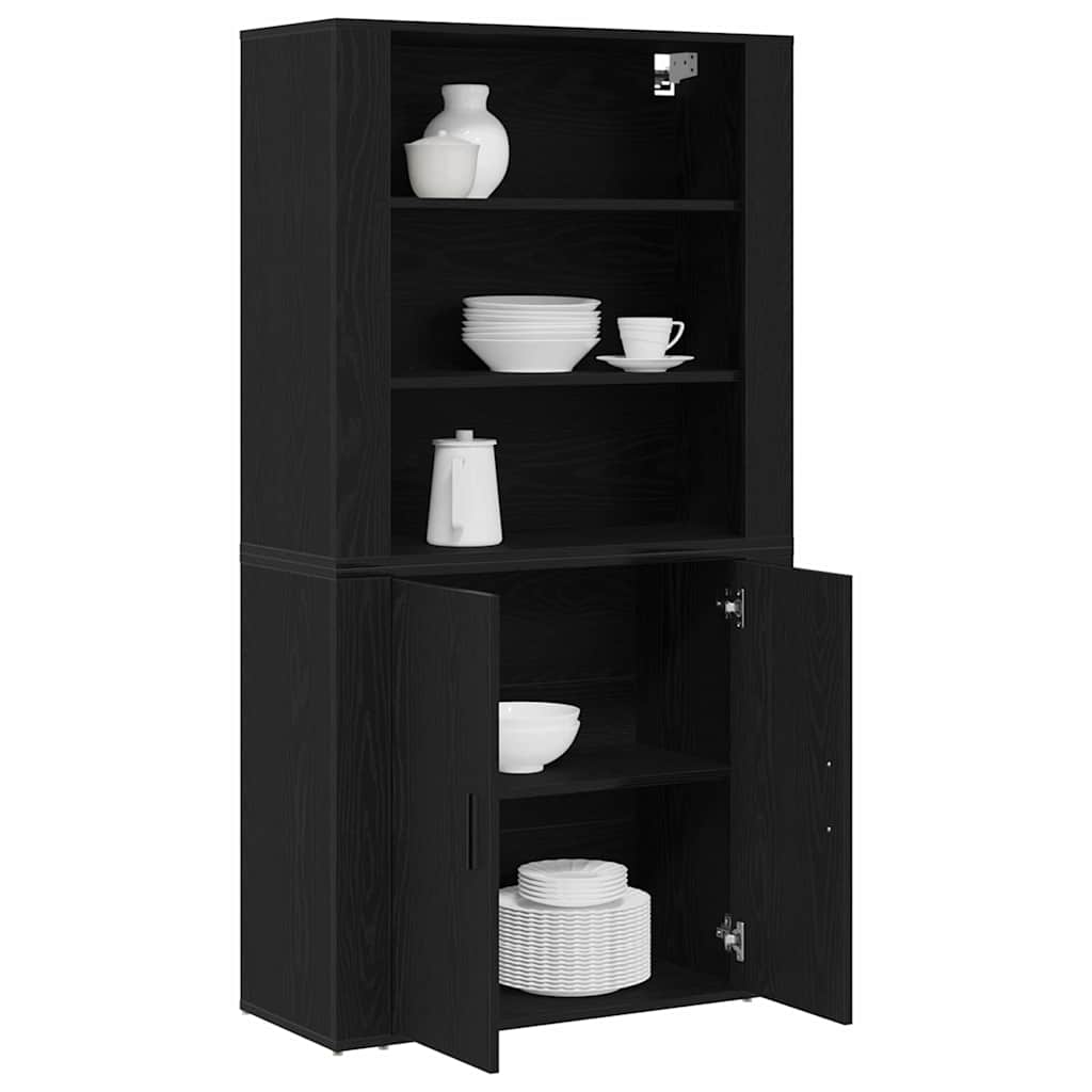 vidaXL Highboard Black Oak 80 x 33 x 150 cm Engineered Wood