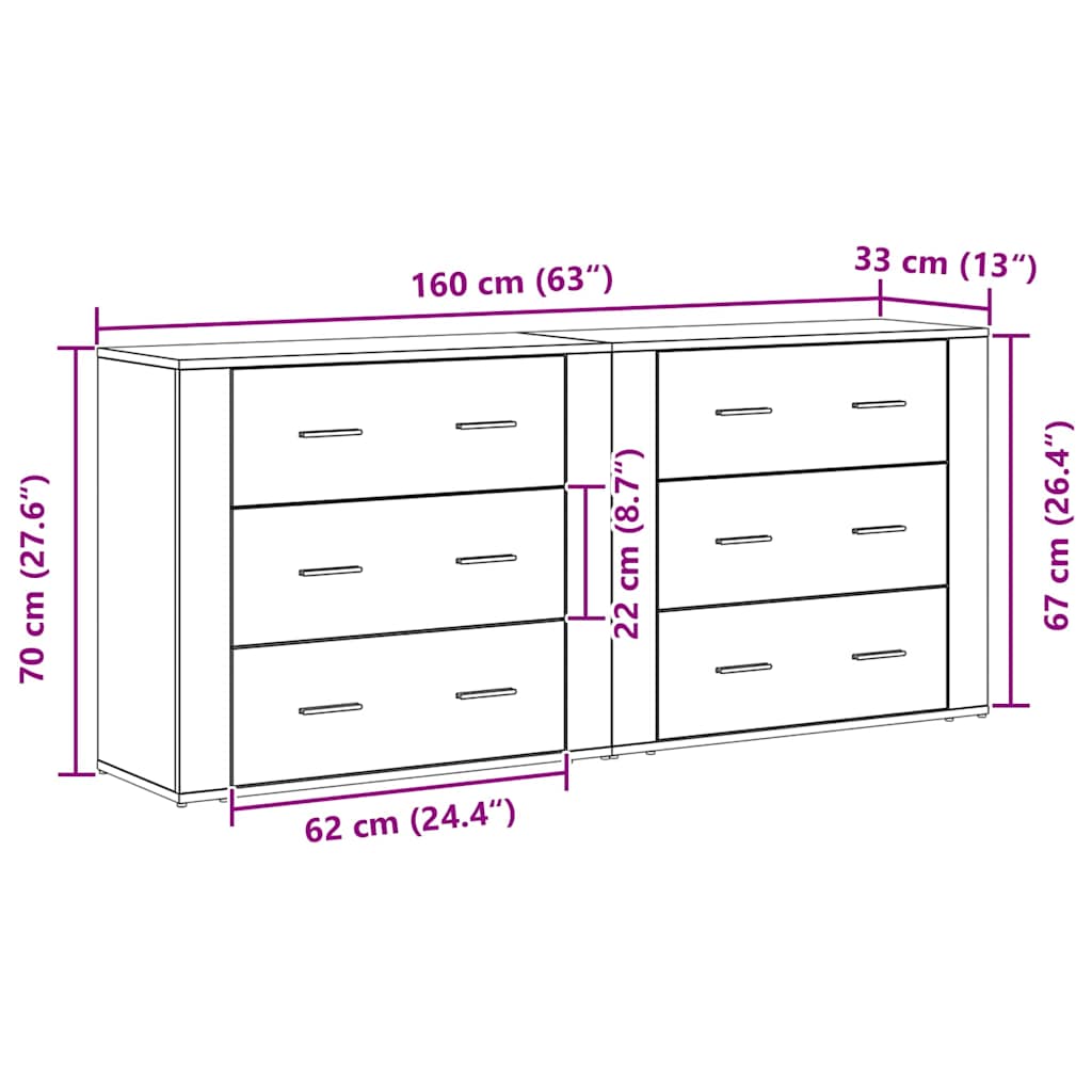 vidaXL Sideboard Black Oak 160 x 33 x 70 cm Engineered Wood