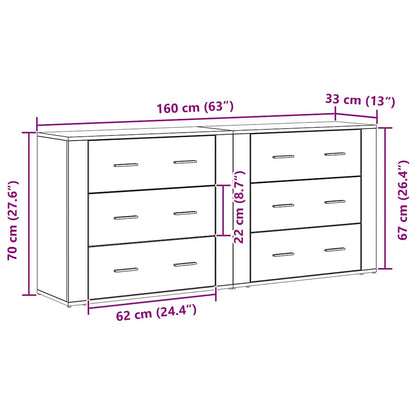 vidaXL Sideboard Black Oak 160 x 33 x 70 cm Engineered Wood