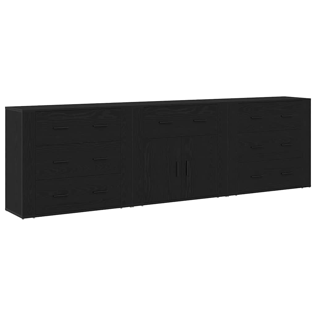 vidaXL Sideboard Black Oak 240 x 33 x 70 cm Engineered Wood
