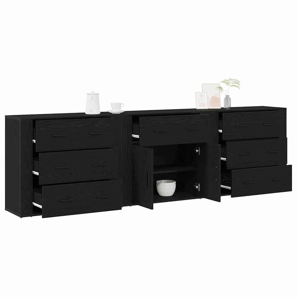 vidaXL Sideboard Black Oak 240 x 33 x 70 cm Engineered Wood
