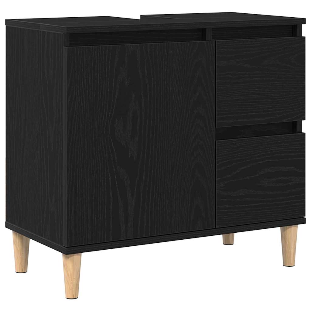 vidaXL Bathroom Furniture Set Wall-mounted with Door 3 pcs Black Oak