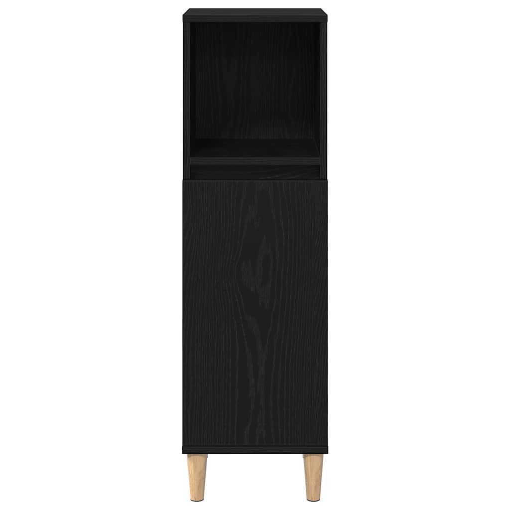 vidaXL Bathroom Furniture Set Wall-mounted with Door 3 pcs Black Oak