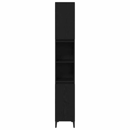 vidaXL Bathroom Furniture Set Wall-mounted with Door 3 pcs Black Oak