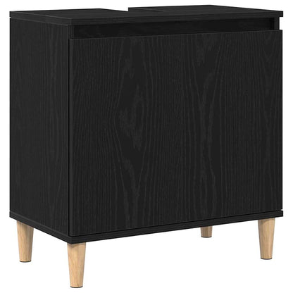 vidaXL Bathroom Furniture Set Wall-mounted with Door 3 pcs Black Oak