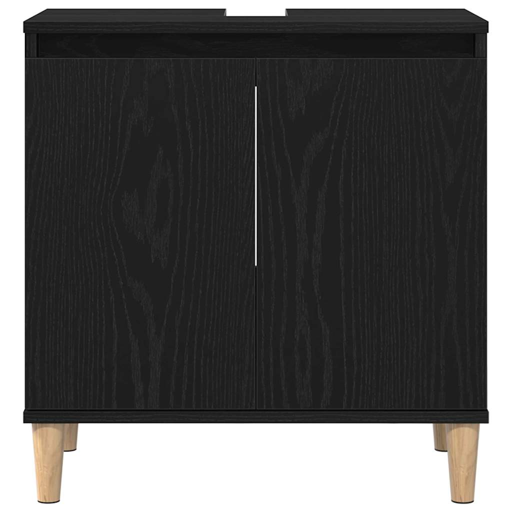 vidaXL Bathroom Furniture Set Wall-mounted with Door 3 pcs Black Oak