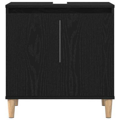 vidaXL Bathroom Furniture Set Wall-mounted with Door 3 pcs Black Oak