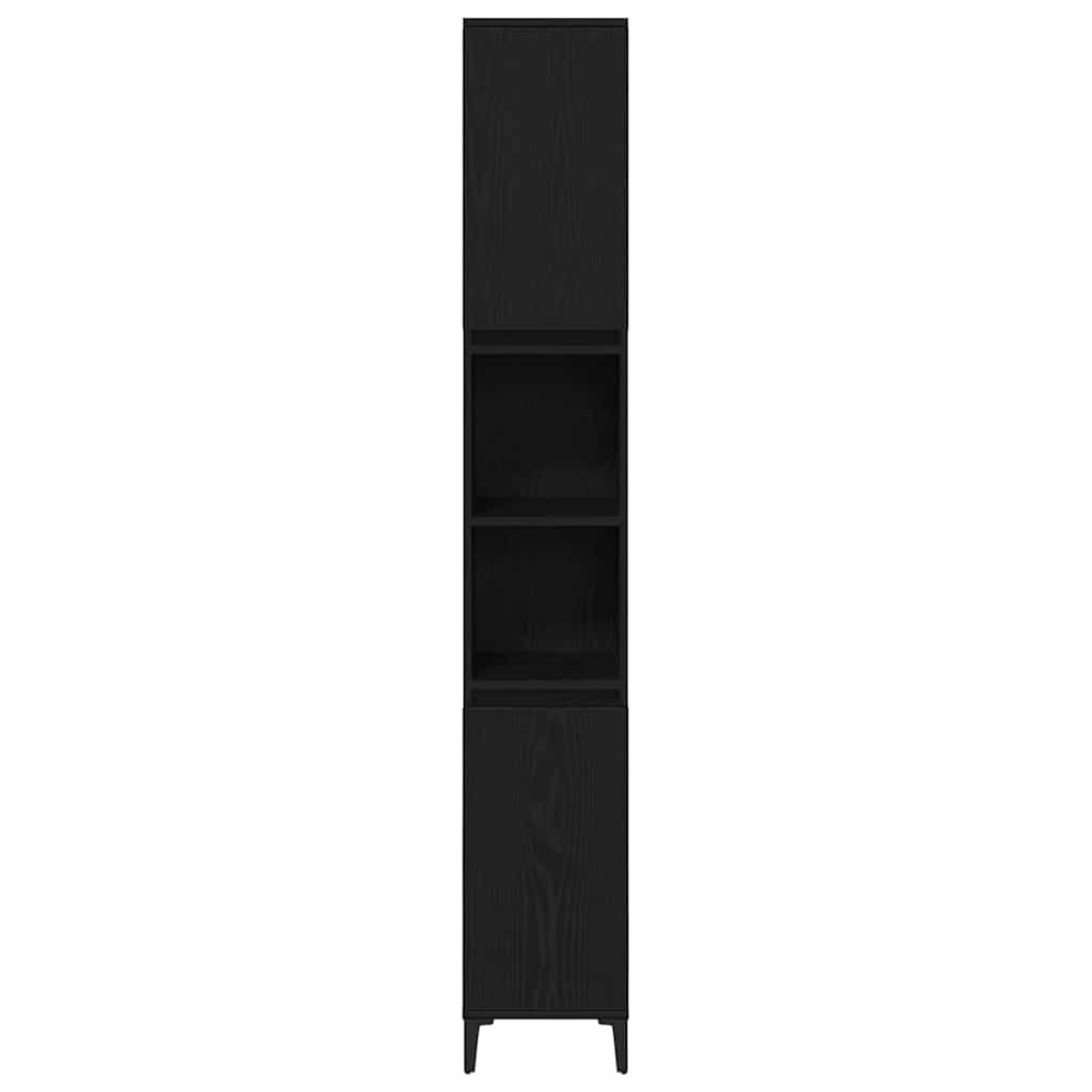 vidaXL Bathroom Furniture Set Wall-mounted with Door 3 pcs Black Oak