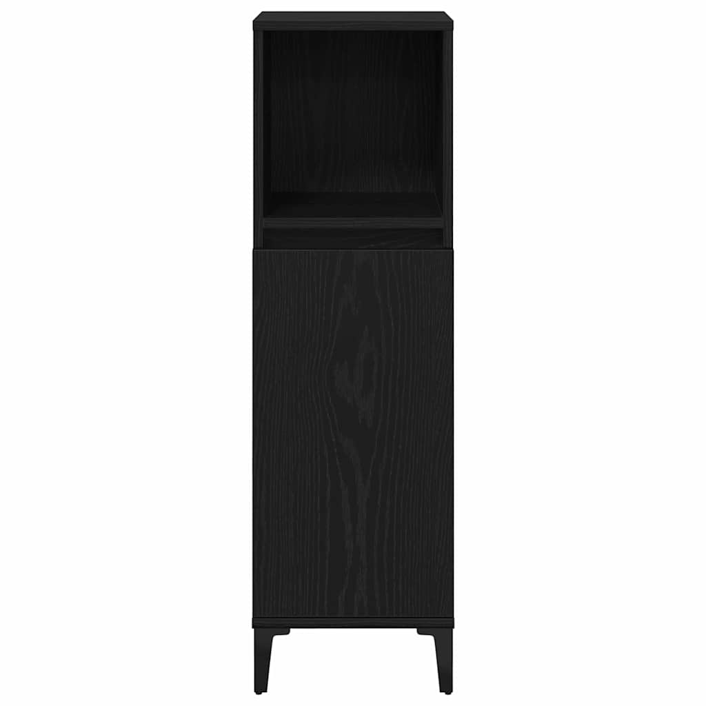 vidaXL Bathroom Furniture Set Wall-mounted with Door 3 pcs Black Oak