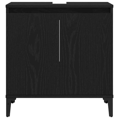 vidaXL Bathroom Furniture Set Wall-mounted with Door 3 pcs Black Oak