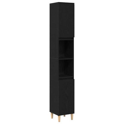 vidaXL Bathroom Furniture Set Wall-mounted with Door 3 pcs Black Oak