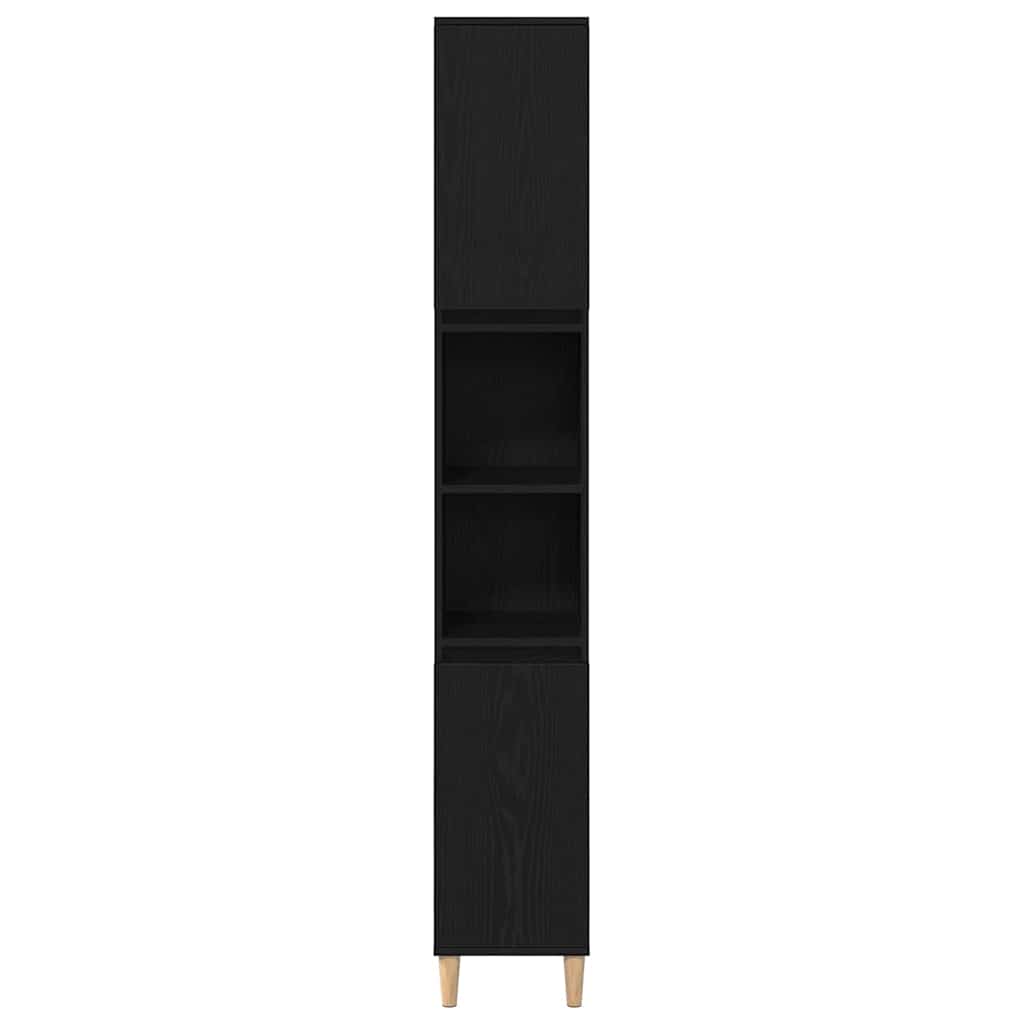 vidaXL Bathroom Furniture Set Wall-mounted with Door 3 pcs Black Oak