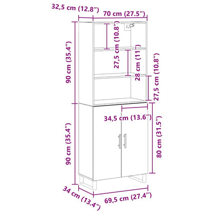 vidaXL Highboard 2 pcs Black Oak Engineered Wood