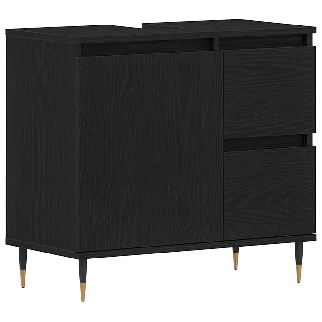 vidaXL Bathroom Furniture Set 3 pcs Black Oak 30 x 30 x 190 cm