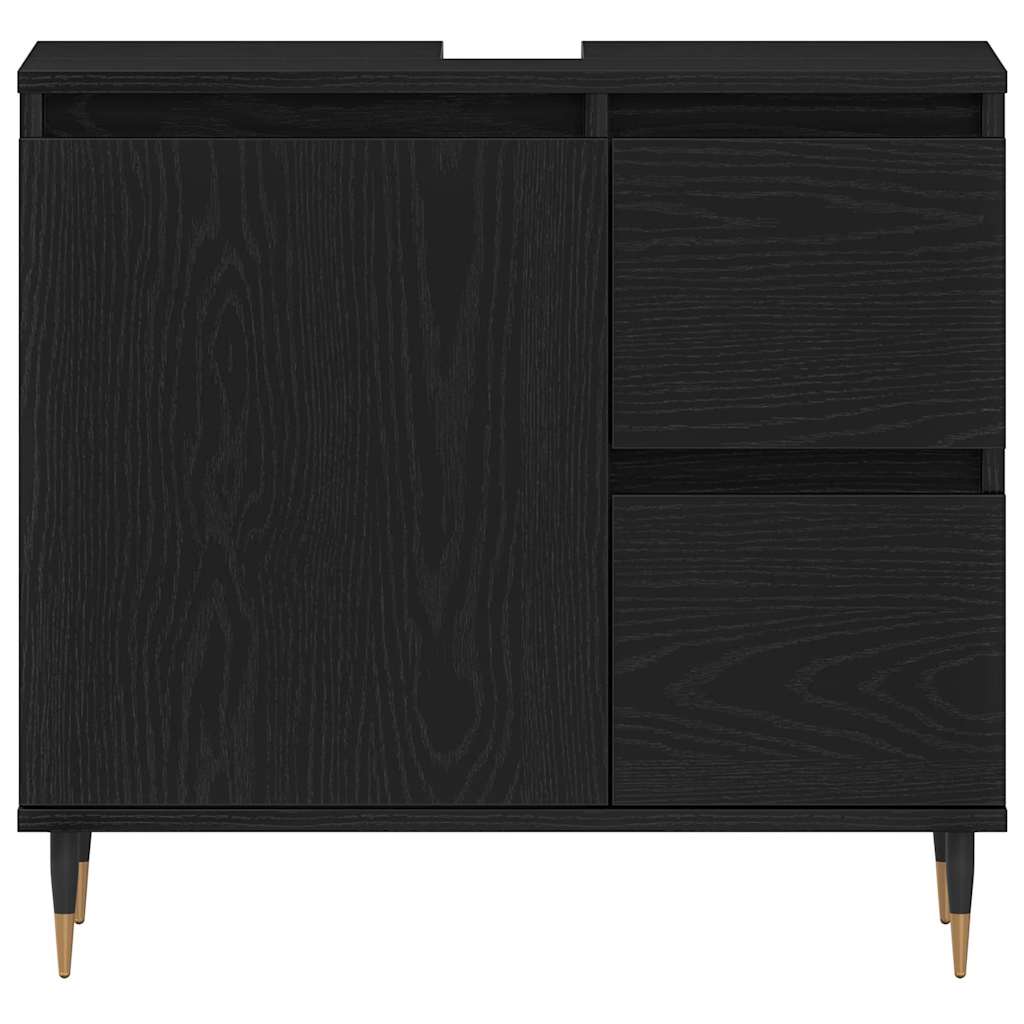 vidaXL Bathroom Furniture Set 3 pcs Black Oak 30 x 30 x 190 cm
